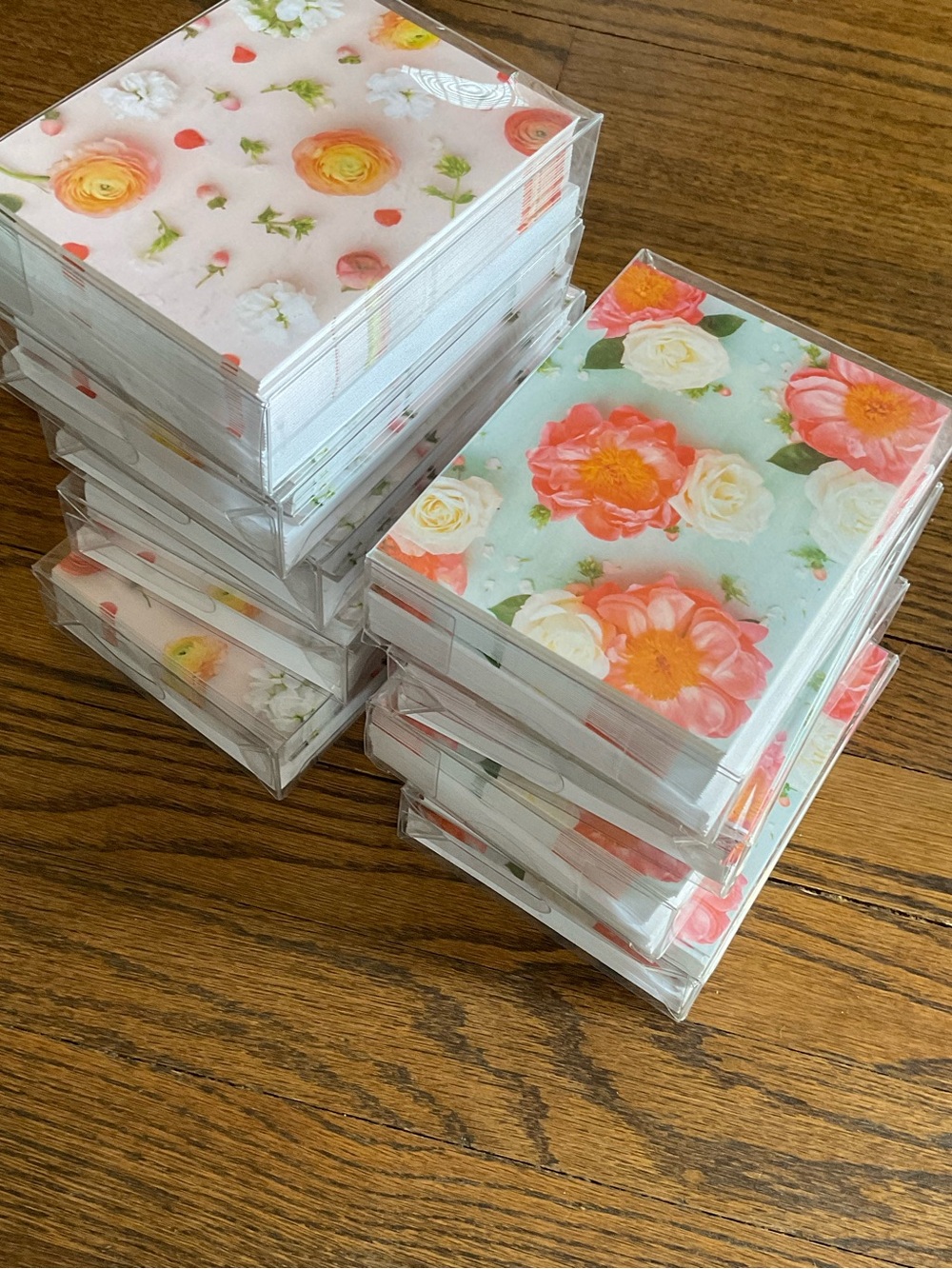 Bundle of Floral Notecards - Pink & Coral Rose Design